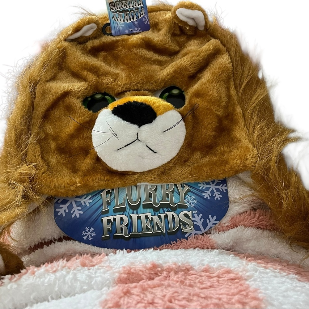 Flurry Friends Lion Costume Mask – Plush Animal Head Mask – Halloween / Party